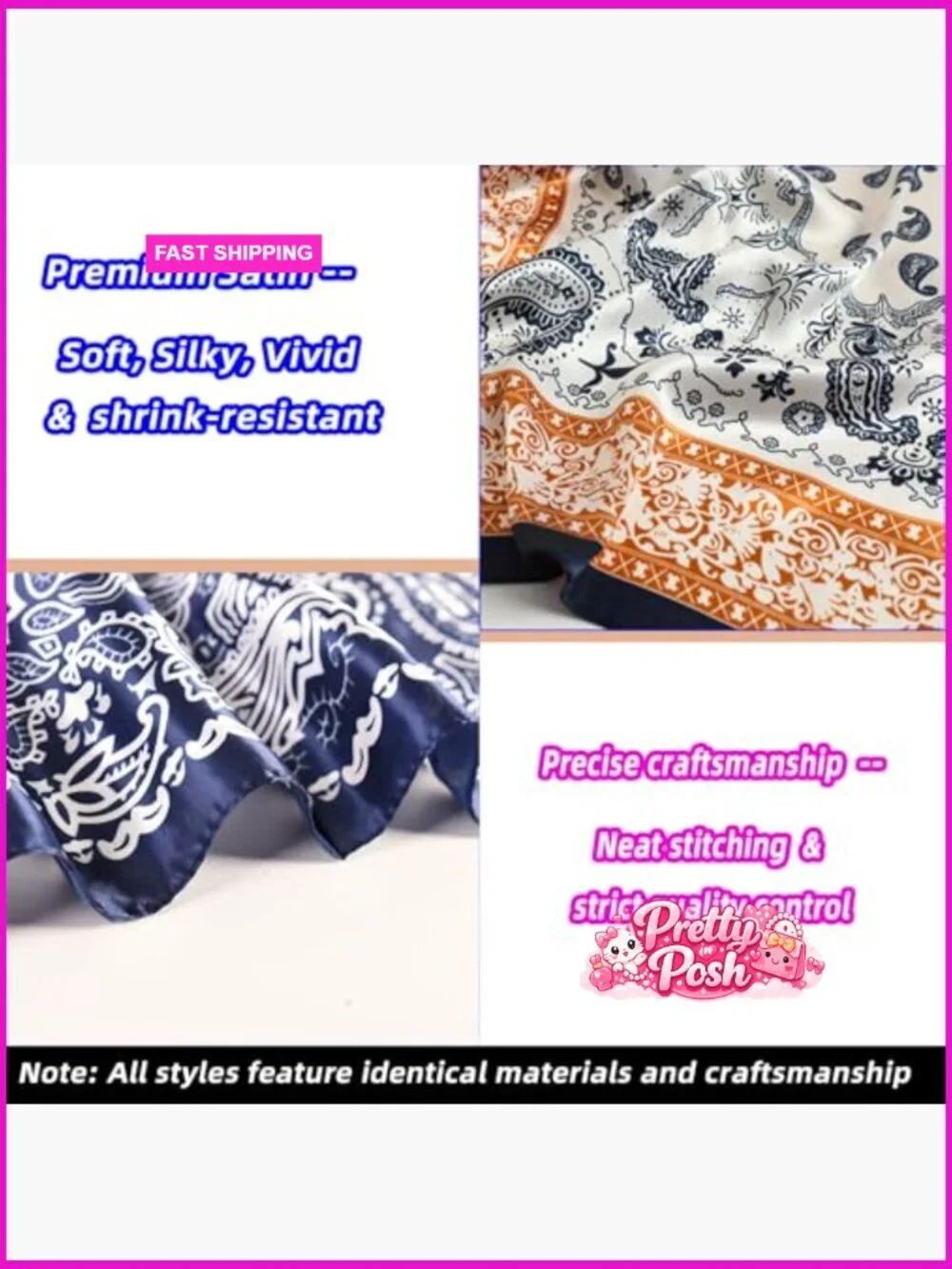 Silk Feeling Satin Head Scarf - 35